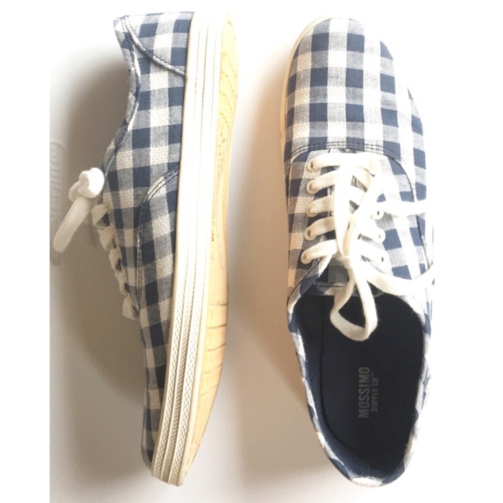 Mossimo Navy Plaid Sneakers Slip On Shoes Size 9